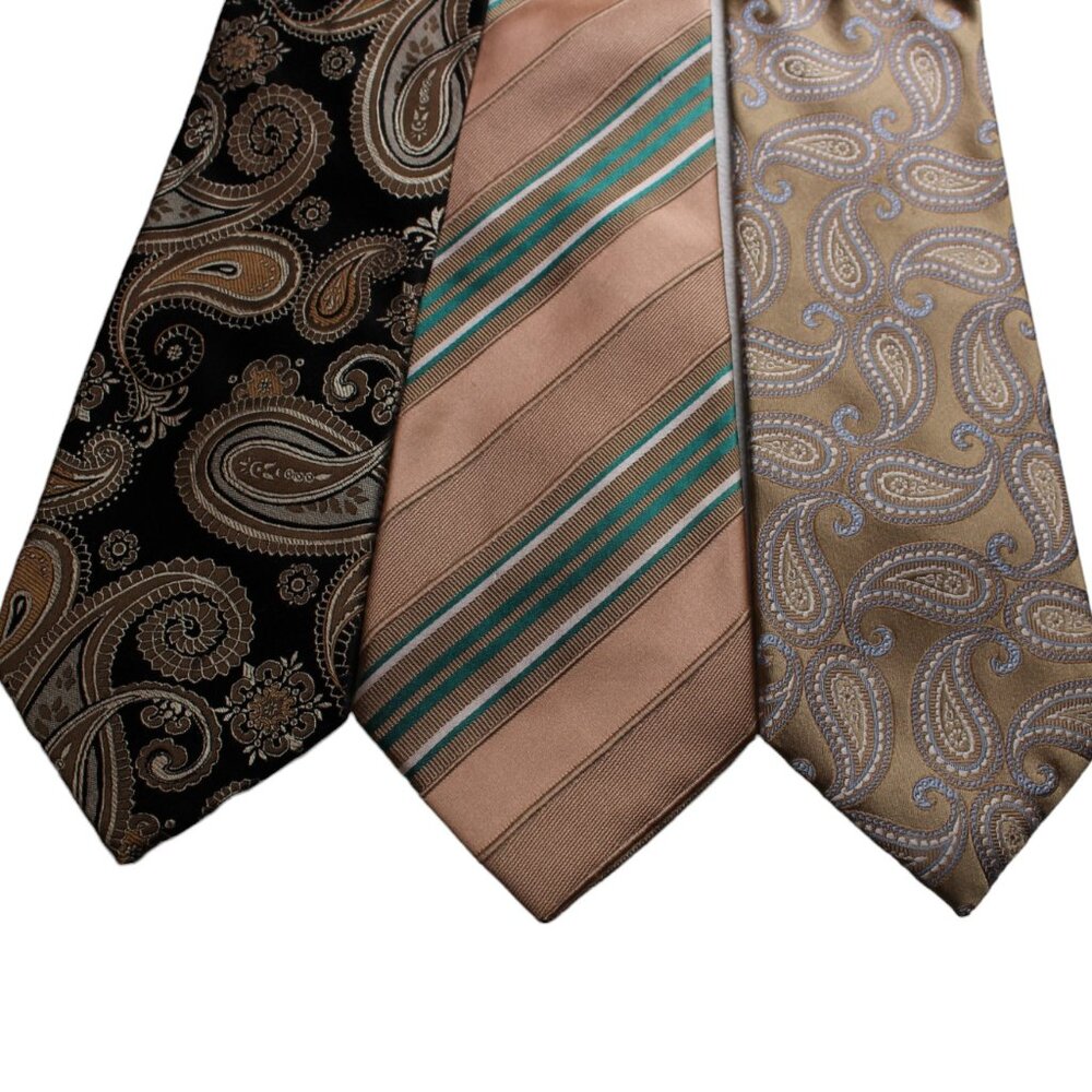 TIE SALE 3 Saxony Ties Neckties Striped / Paisley / Silk / Vintage / EUC PRINTS
